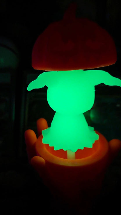 Gray Paint Your own Mimikyuu in PK Ball or Jack O'Lantern Hand stand Resin print