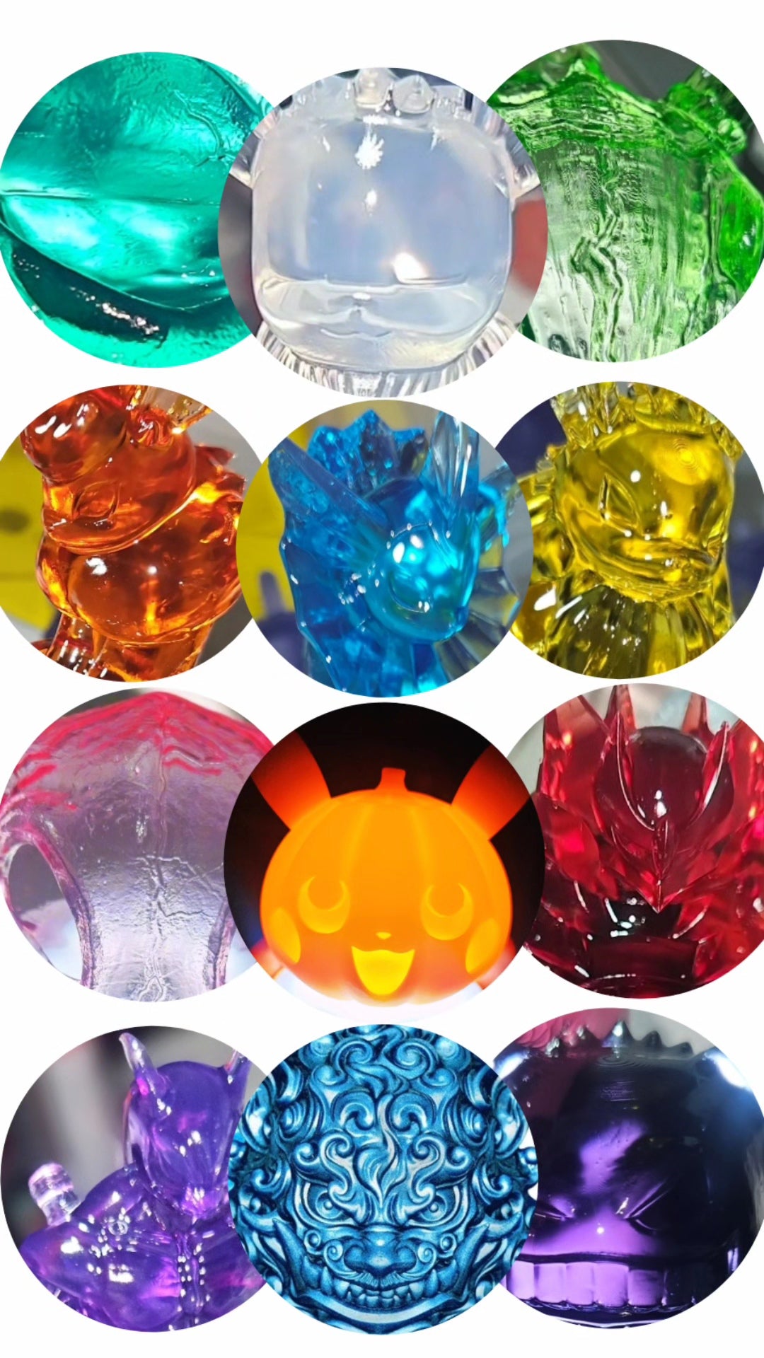 Pick and Choose (SMALL) Translucent Colored PKMN FIGURE ONLY - Connects to the Small Tank Stand - Buy 3 and get a 4th for FREE!! Mix and Match!