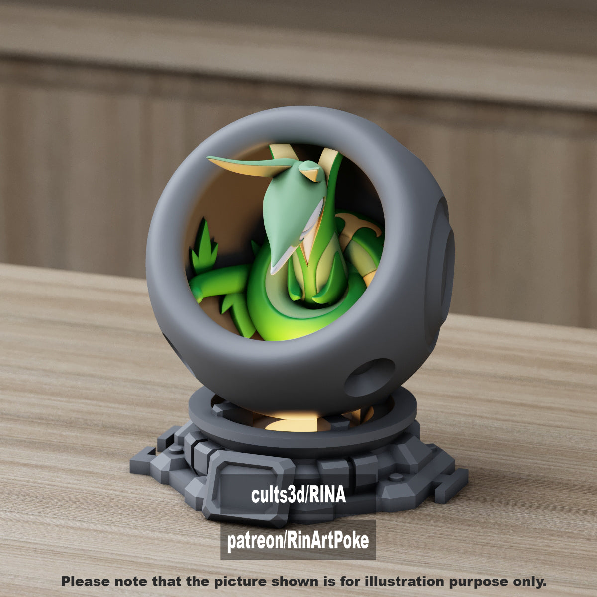 Small - Single Metallic Translucent Color Resting Mon in a Pod stand with Puck Light