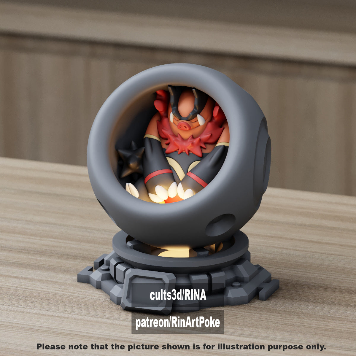 Small - Single Metallic Translucent Color Resting Mon in a Pod stand with Puck Light