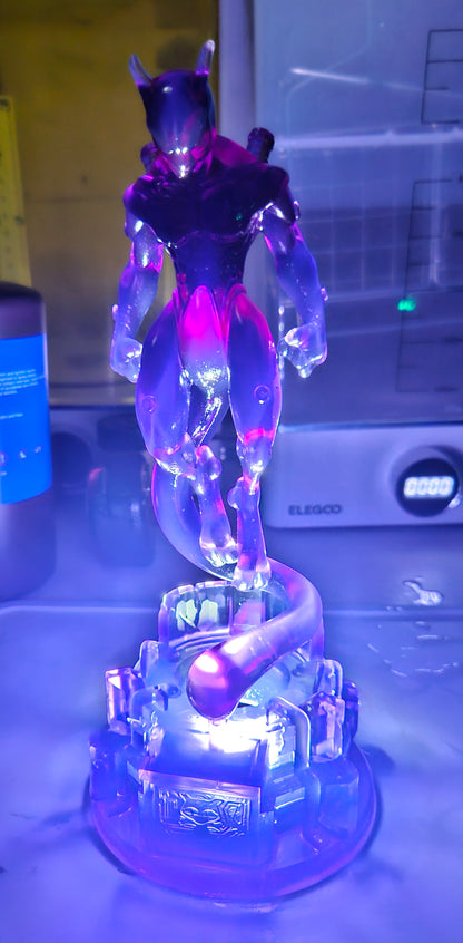 Mewtwo Figure with Base in Translucent Color or Gray Figure and Base with Rechargeable LED and a Thumb lights (Small and Medium Sizes)