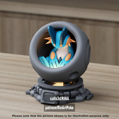 Small - Single Metallic Translucent Color Resting Mon in a Pod stand with Puck Light