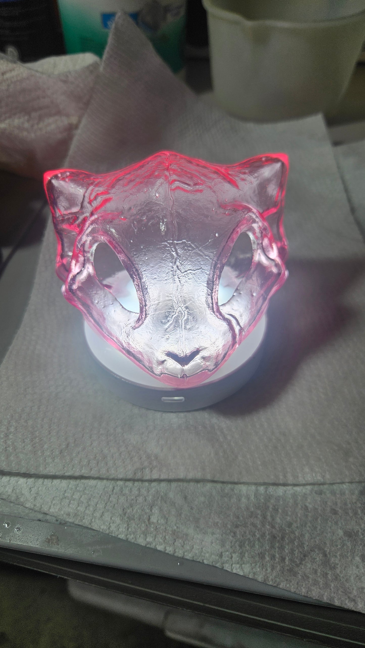 Crystal Skull resin print Translucent Colors SOLID AND HOLLOW both with Puck Light