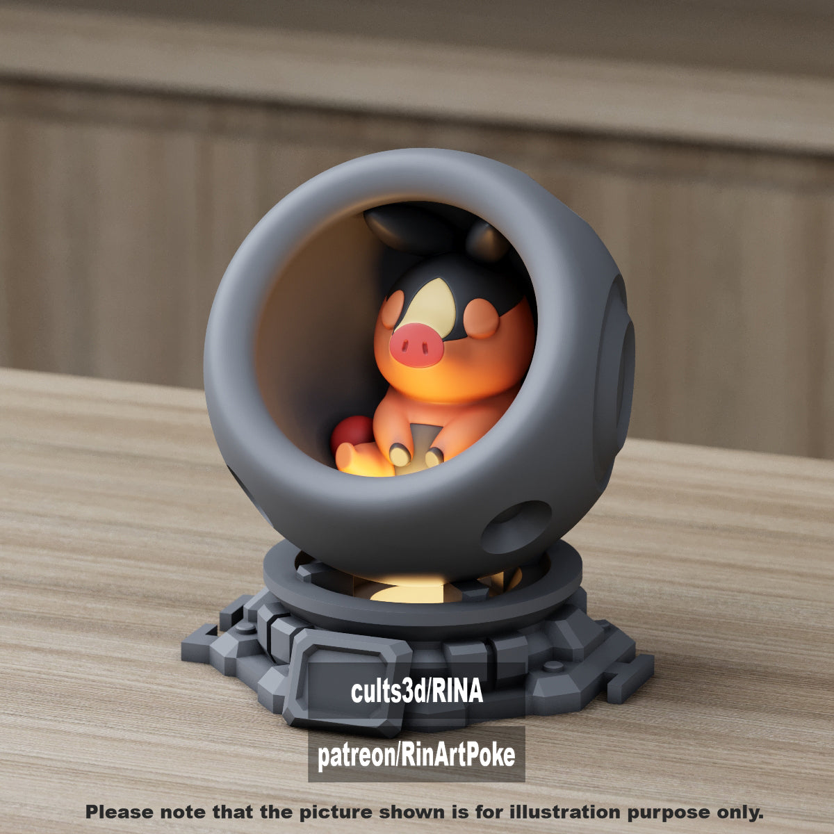 Small - Single Metallic Translucent Color Resting Mon in a Pod stand with Puck Light