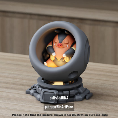 Small - Single Metallic Translucent Color Resting Mon in a Pod stand with Puck Light