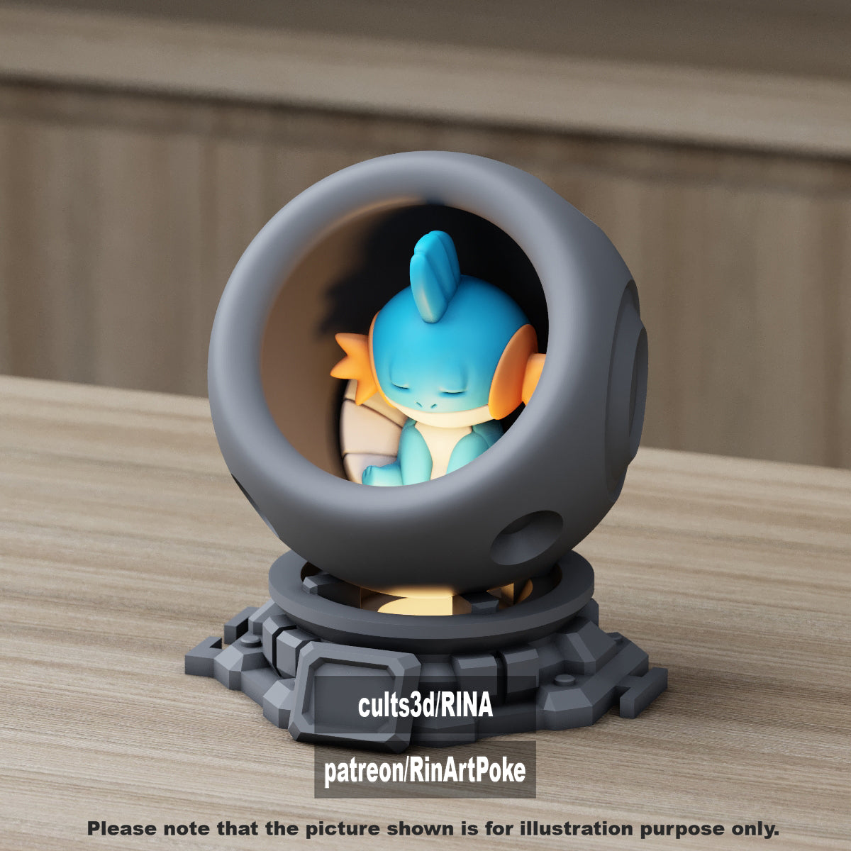 Small - Single Metallic Translucent Color Resting Mon in a Pod stand with Puck Light