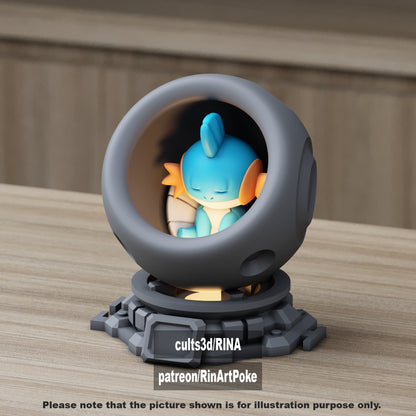 Small - Single Metallic Translucent Color Resting Mon in a Pod stand with Puck Light