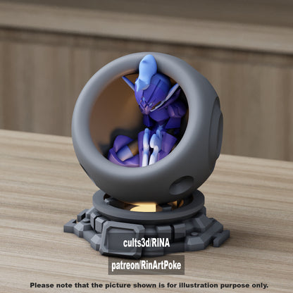 Small - Single Metallic Translucent Color Resting Mon in a Pod stand with Puck Light