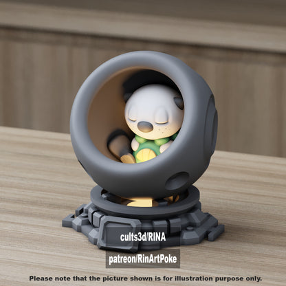Small - Single Metallic Translucent Color Resting Mon in a Pod stand with Puck Light