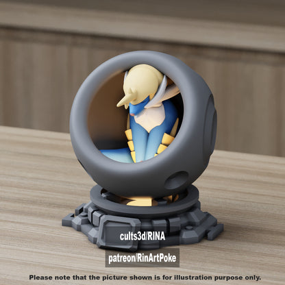 Small - Single Metallic Translucent Color Resting Mon in a Pod stand with Puck Light