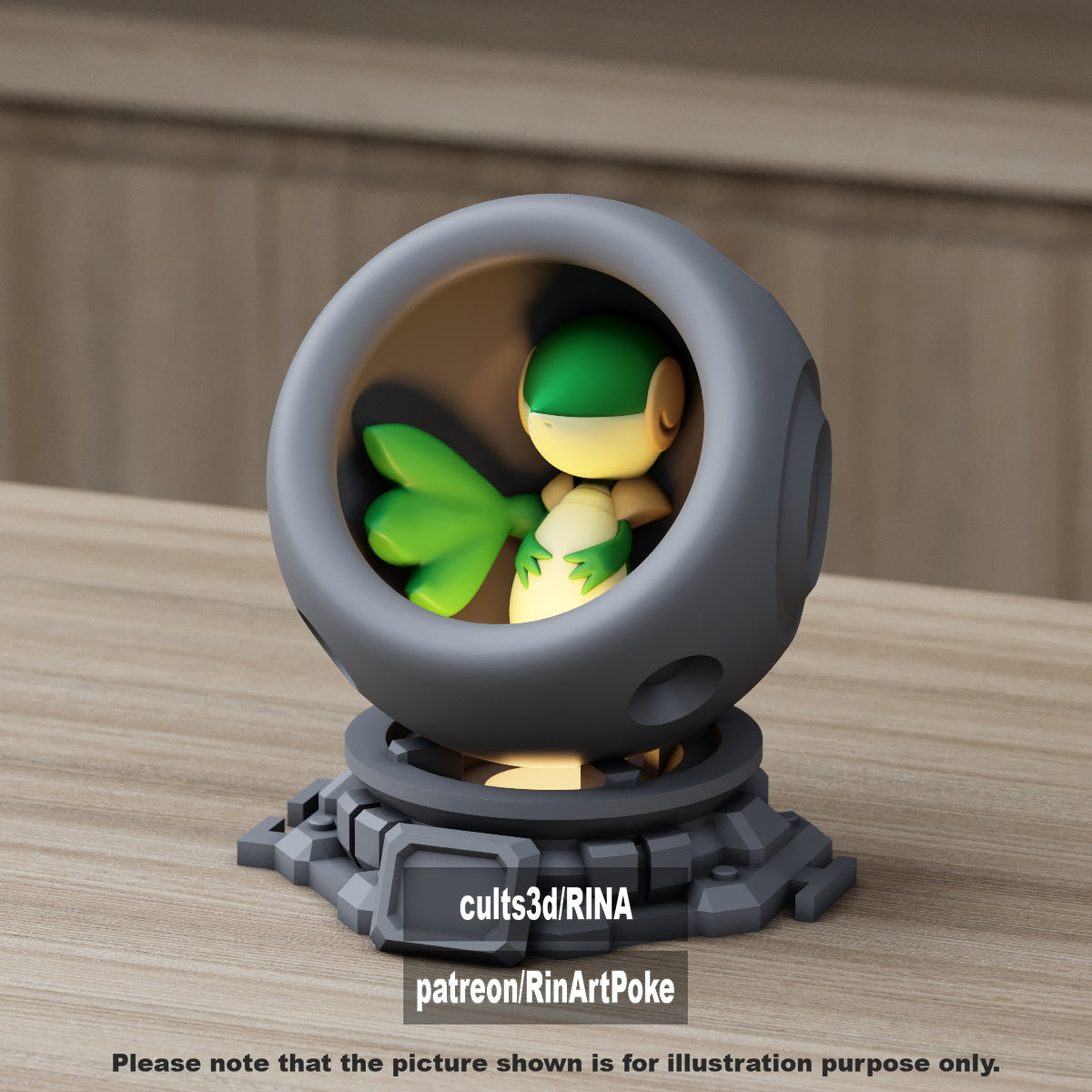 Small - Single Metallic Translucent Color Resting Mon in a Pod stand with Puck Light