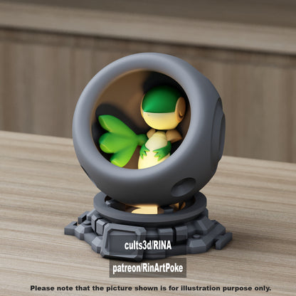 Small - Single Metallic Translucent Color Resting Mon in a Pod stand with Puck Light